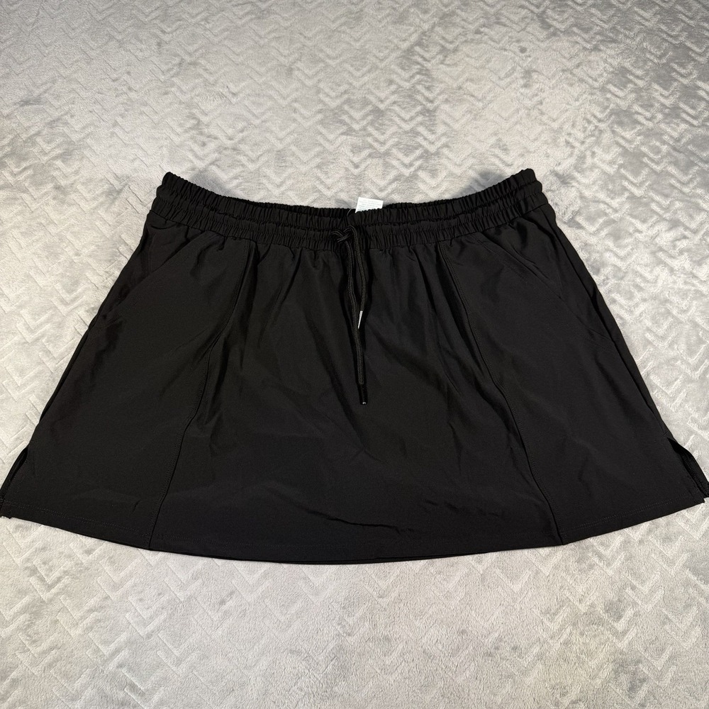 Kona Sol Swim Skirt XL 16 Black Quick Dry Board Skort Pocket Full Coverage